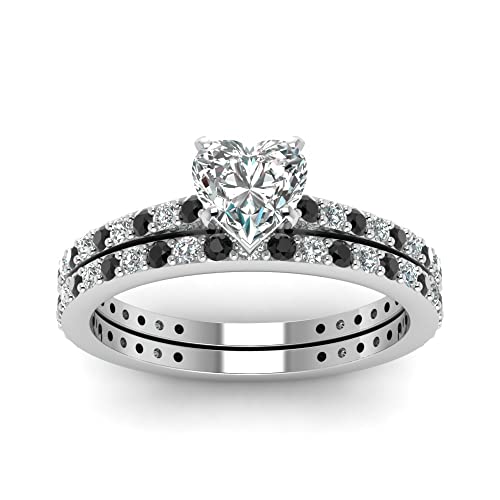 Image of 55Carat Choose Your Gemstone Classic Delicate Diamond CZ Wedding Set sterling silver Heart Shape Wedding Ring Sets Ornaments Surprise for Wife Symbol of Love Clarity Comfortable US Size 4 to 12
