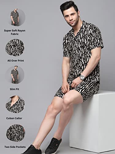 Image of Rigo Printed Co-Ord Set for Men's | Casual Shirt & Shorts Night Suit Set | Lounge-wear Nightdress Pajama Set for Men's | Night Wear, Beach Wear, Vacation Wear Outfit