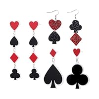 OAOSDH 3 Paare Von Poker -Ohrringen, Kreative Designohrringe, Acryl -Anhängerohrringe, Lustige Ohrringe, Kleidungszubehör.