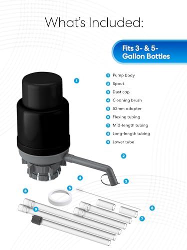 Image of Brio Universal Water Bottle Pump | Manual Water Pump 1-5 Gallon Water Jug Dispenser for Camping Picnics and More! | 48mm & 55mm - (Multiple Color Options)