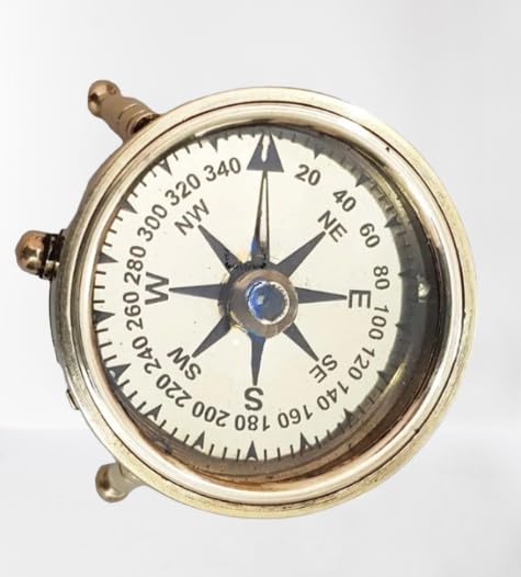 Boussole nautique en laiton pour randonnée, camping, voyage, artisanat - Boussole de créateur de collection magnétique cadeau antique
