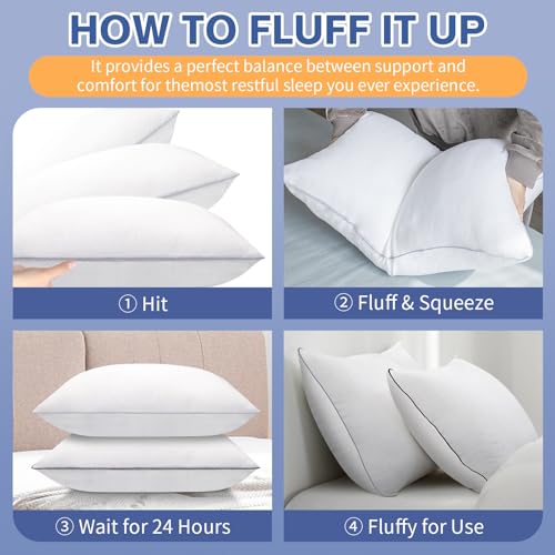 Nctoberows Bed Pillows for Sleeping Standard Size Set of 4, Luxury Hotel Quality Cooling Pillows, Super Soft Down Alternative Fill for Side Back and Stomach Sleepers - Image 6