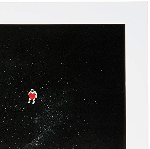 Arte Maníacos Quadro Decorativo Astronauta Coraçăo - 20x20cm (Moldura em laca branca)