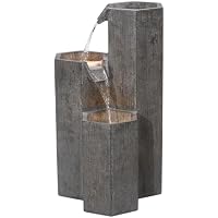 Alpine Corporation 25" Tall Indoor/Outdoor 3-Tier Hexagonal Columns Fountain with LED Lights