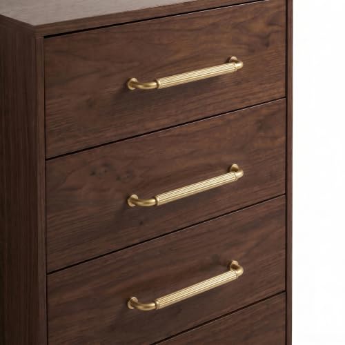 Image of Goo-Ki Champagne Bronze Cabinet Pulls Fluted 5 in Hole Centers, 6 Pack