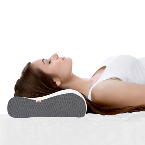 Image of Dr.Ortho Premium Orthopedic Cervical Memory Foam Neck Pillow for Pain Relief Sleep, Improves Posture, Vaccum-Squeezed Rolled Packaging - Full Size - 57(L) X 35(W) X 8(H) CM