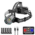 E-SHIDAI Rechargeable LED Headlamp 2200 Lumens, USB-C Fast Charging, 5 Modes, Super Bright & Zoomable, 90° Adjustable, IPX7 Waterproof, for Camping, Exploring, Fishing