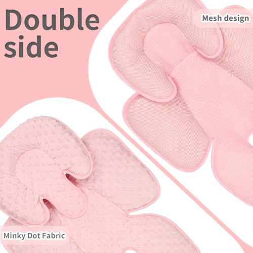 Almohadilla y cubre cinturón para asiento de bebé 2 en 1 rosa miniatura 2