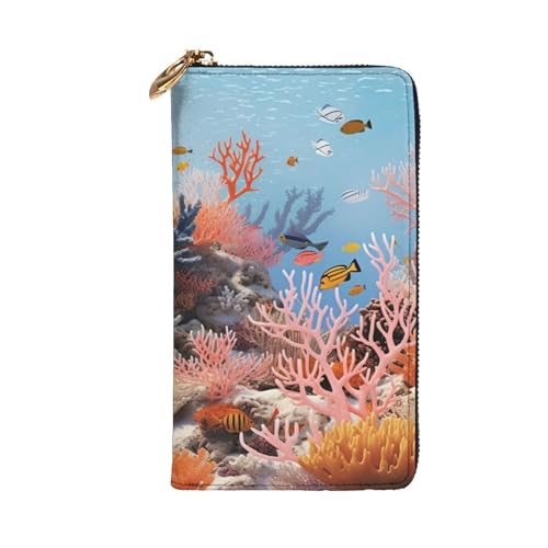 Coral Reef Wallet For Women Men Clutch Rfid Blocking Leather Wallets Large Capacity Purse Credit Card Holder Money Case With Zipper Phone Holder Long Travel Purse2