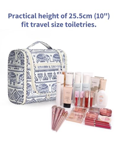 Image of Hanging Travel Toiletry Bag Cosmetic Make up Organizer for Women and Men, Elephant (Large),