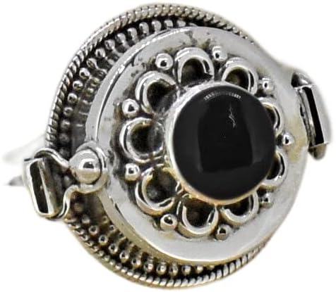 Black Onyx Ring, Poison Box Ring, Poison Ring, Black Stone Ring, Big Round Pillbox Ring, Antique Poison Ring, Locket Ring, Round Stone Ring, Poison Pill Box, Openable Box Ring, Black Onyx Jewelry