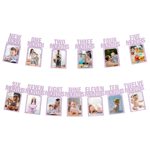 Décorations pour premier anniversaire avec guirlande photo suspendue rose en carton