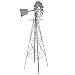 Best Choice Products 8ft Steel Windmill Decoration for Home, Garden, Yard w/ 4-Leg Design - Silver/Red