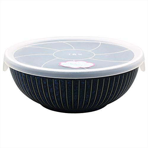 美濃焼 海碧 レンジパック 陶器 ふた付き ノンラップ 小鉢 キャニスター 保存容器 直径約16.2×高さ6.2cm 電子レンジ 食洗機対応 紺色 ネイビー 日本製 133-61119