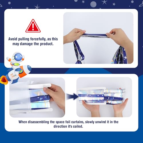 3 PCS Cortinas Galaxy Foil 3.3 x 6.6 ft Azul Iridiscente miniatura 3