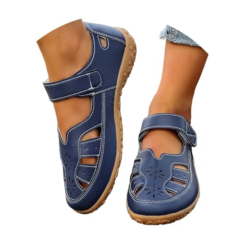 Sandales romaines à enfiler pour femme, le modèle plat et creux au design semi-fermé moderne