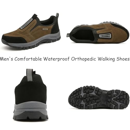 Ideacloth Orthopedic Shoes for Men, Men's Comfortable Waterproof Orthopedic Walking Hiking Shoes,Slip-On Outdoor Sneakers 5