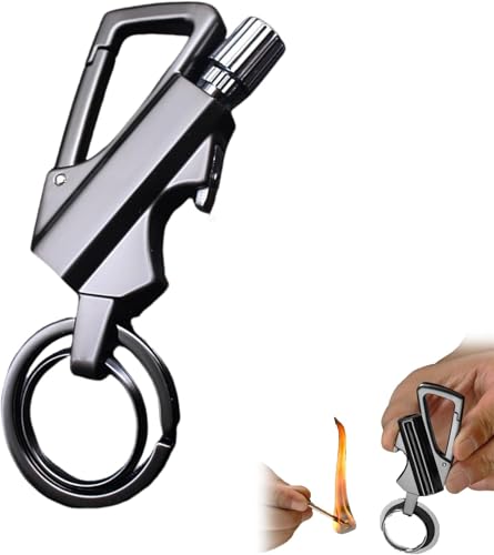 Permanent Match Infinity Lighter with Multitool Keychain,Reusable Multitool Infinity Lighter with Bottle Opener,Waterproof Matches,Camping Tool,for Outdoor Survival,for Men Gifts (A)