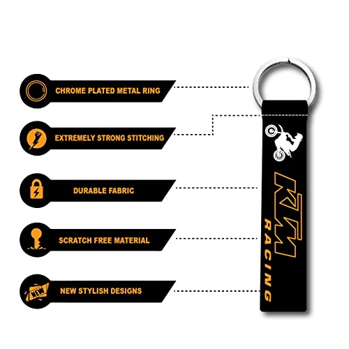 Image of SIGNOOGLE 1 Pcs Duke Ktm Racing Multicolored Lanyard Keychain Holder For Bikes Rider Boys Girls Key Keychains Tag Holder (6 x 1 Inch) | fabric