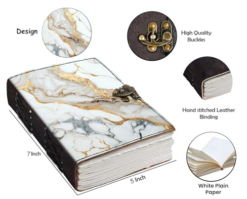 Image of DI-KRAFT Customize Diary with Name with Beautiful UV Prints | Customized Leather Writing Diary Unruled White Paper Journal Personal Notepad Sheets Daily Planner for Gifting (Pattern 8)