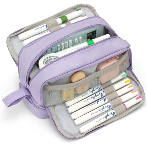 Image of Large Pencil Pouch, Special Preppy Aesthetic Pencil Case with Compartments, Pencil Bag Big for School Teens Office College Girl Boy Men Women Adult
