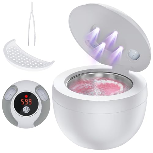 Nettoyeur Ultrasons pour Appareils Dentaires, Bac Ultrasons 45kHz - 4 Modes Nettoyage - INOX 304, Ultrasonic Cleaner 200ML pour Gouttières de Redressement,...