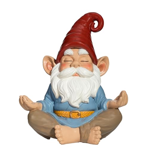 GIOMLE Zen Garden Gnome Statue, 7.5' Meditating Yoga Gnome, Outdoor Indoor Figurine for Patio Lawn Yard, Handcrafted Peaceful Meditation Sculpture, Unique Home Decoration Gift for Women Men