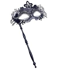 Masquerade Mask With Stick Sliver+black