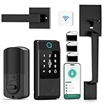 WiFi Front Dook Locks Sets, Miuedo Keyless Entry with HandleSets with Electronic Keypads, Biological Fingerprint Smart Deadbolt, Auto-Lock, Wi-Fi Acess, Gateway Included (Black)