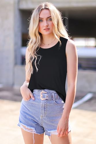 elescat Womens Tank Tops Summer Sleeveless Loose Fit Casual Tunic Top2