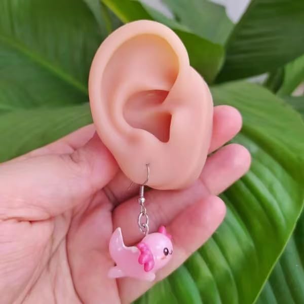 Cute Pink Axolotl Dangle Earrings for Women Unique Cartoon Animal Drop Earrings Jewelry3