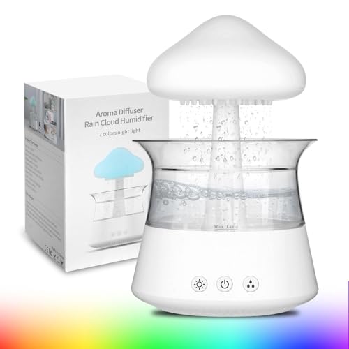 Regenwolken Luftbefeuchter 450ML Luftbefeuchter mit 3 Modi und 7 RGB-Effekte Geeignet für Schlafzimmer Wohnbereiche Büros sowie Kinderzimmer (CH06 Weiß)