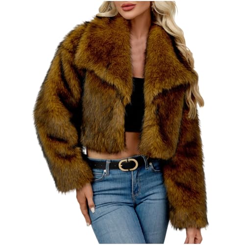 Abrigo de forro polar grueso para mujer, abrigo de invierno con cuello vuelto, cortavientos, mullido, cálido, acolchado, térmico, resistente al viento, talla grande, 5 marrón, XL