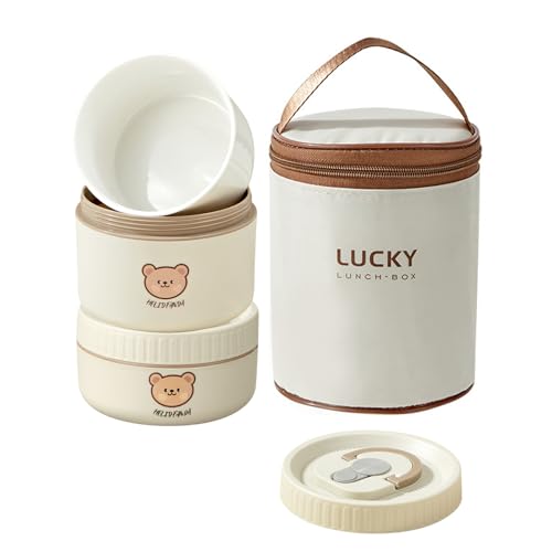 YBOBK HOME Ceramics Food Storage with Bag&Lid Leakproof Lunch Box Portable lunch Container Stackable Bento Box for Office Work Microwave Safe &Dishwasher Safe