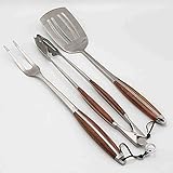 BBQ Dragon Luxury 3 Piece Stainless Steel Exotic Rosewood Handles Grill Tool Set