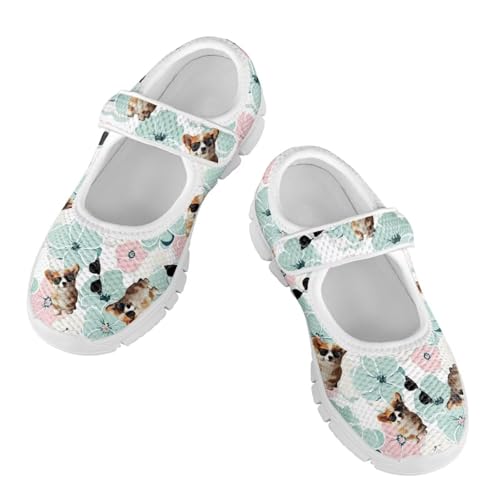 chaqlin Dog Girls Dress Shoes Mary Jane Running Athletic Shoes Lightweight Barefoot Flat Breathable Mesh for Outdoor Indoor