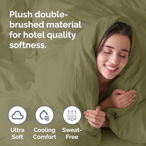 Image of Duvet Cover Queen Size Set - Extra Soft Queen Duvet Cover 90 inch x 90 inch with 2 Pillow Shams for Women, Men, Kids & Teens - Hotel Luxury w / Zipper Closures & Ties - Comfy, Cozy & Breathable (Sage Green)