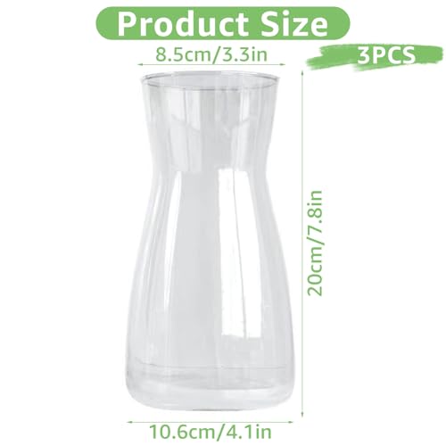 AHAQU 3PCS Clear Flower Vase, 20cm Glass Vase, Glass Vases for Flowers, Modern Vases for Home, Living Room, Office, Wedding Decor - Cosy Home Interiors AHAQU 3PCS Clear Flower Vase, 20cm Glass Vase, Glass Vases for Flowers, Modern Vases for Home, Living Room, Office, Wedding Decor - Image 2