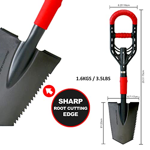 Roamwild Multi-Digger Mini Garden Spade – Reinforced Fibreglass Light Weight Gardening Arrow Head Shovel With Unique Dual Soft Air Light Grip Technology & Root Saw Stump Cutter. #TOP5