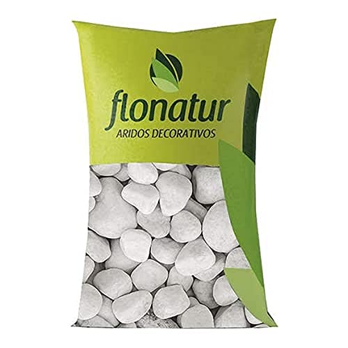 flonatur. Piedra mármol Canto rodado Blanco Saco de 25Kg, Piedra Decorativa para Jardin o Espacios Exteriores. (40/60)