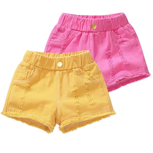 Short en jean déchiré pour filles style denim décontracté de 2 à 11 ans (lot de 2)