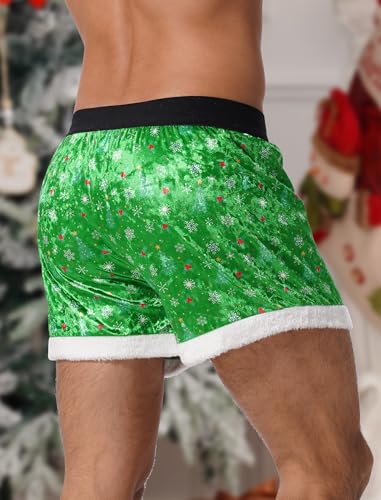 ABAFIP Men Funny Christmas Boxers Velvet Xmas Boxer Shorts Flannel Santa Claus Xmas Holiday Underpants4