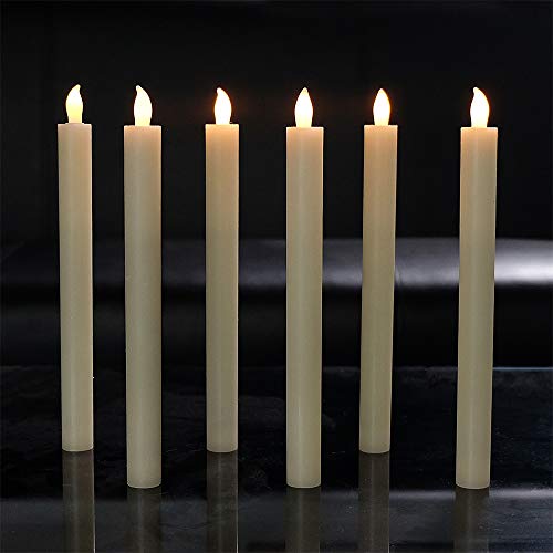 Image of Eldnacele Flameless Taper Candles with Remote and Timer, Battery Operated Real Wax 6 Pack Ivory LED Candles for Dinner Wedding Holiday Decorations
