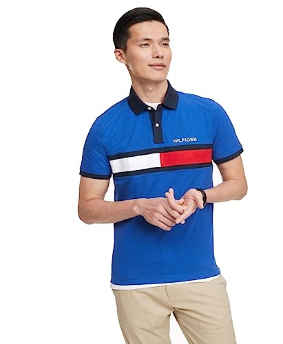 Image of Tommy Hilfiger Men's Short Sleeve Cotton Pique Flag Polo in Regular Fit