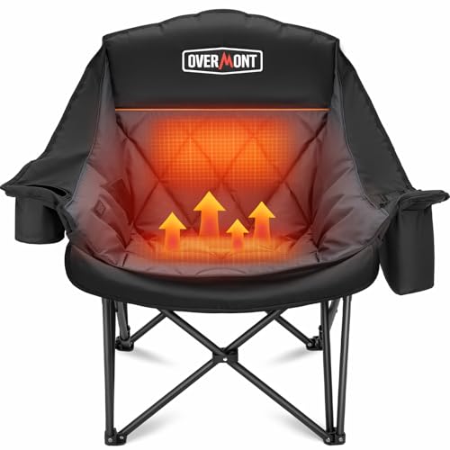 Overmont Gentle Heated Oversized Camping Chair for Adults - 3 Levels Seat & Back Separately Control...