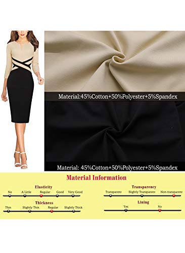 Image of VFSHOW Womens Work Business Casual 3 /4 Sleeve Slimming Fitted Front Zipper Crisscross Waist Office Party Pencil Sheath Dress