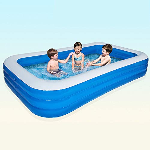 ZHKGANG Rectangular Swimming Pool Children Inflatable Swimming Pool Adult Outdoor Large Bathing Pool Summer Seat Bracket Pool,Blue-180 * 140 * 60cm