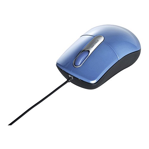 バッファロー マウス 有線 静音/3ボタン/Mサイズ ブルー BSMOU27SMBL