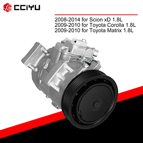 cciyu Air Conditioning Compressor for Toyota Corolla Matrix for Scion xD 1.8L 2008-2014 Replaces AC Compressor for Car 67328 68328