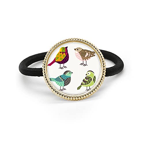 Coletero de metal plateado con ilustración de aves y patrón de color